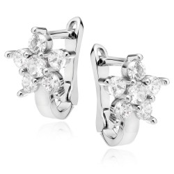 Cercei argint cu tortita model floare cu pietre DiAmanti Z0484DER_W-DIA (Argint 925‰ 1,6 g.)